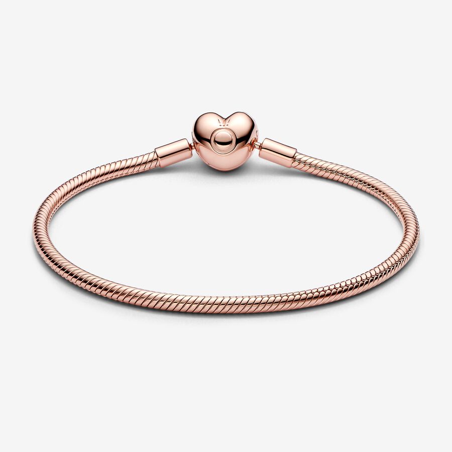 Pulseira Malha Snake Fecho Coração Pandora Moments