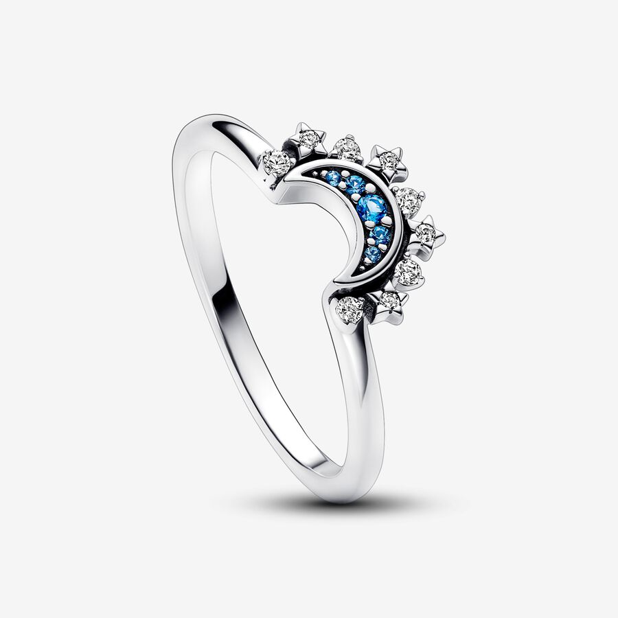 Anel Celestial Blue Sparkling Moon