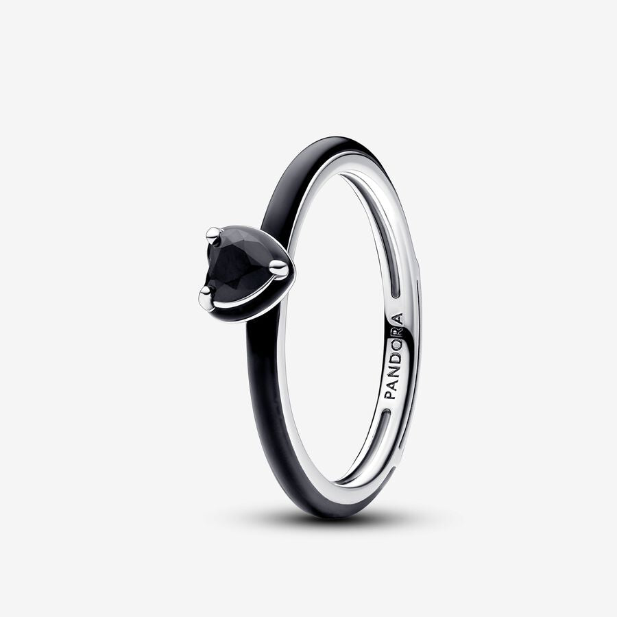 Anel Coração Chakra Preto Pandora ME