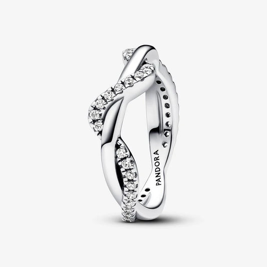 Anel Sparkling Intertwined Wave