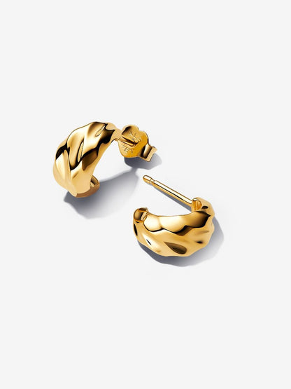 Argolas Abertas Onduladas Revestimento de ouro 14k