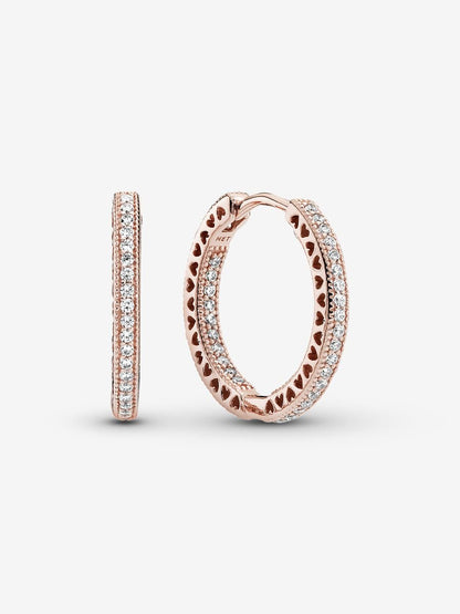 Argolas Brilho e Corações Revestimento de ouro rosa 14k