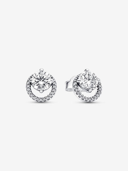 Brincos Sparkling Round Prata