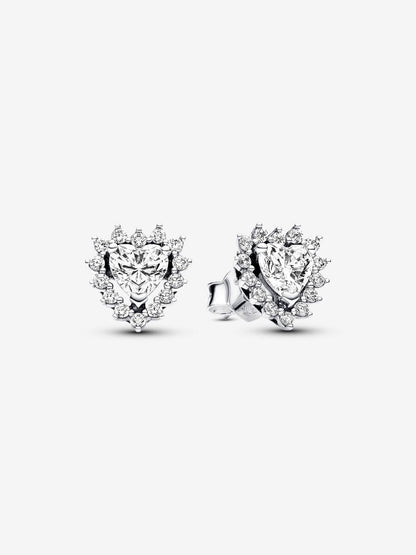 Brincos Sparkling Heart Halo Prata
