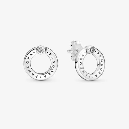 Brincos reversíveis Pavé & Logo Circle