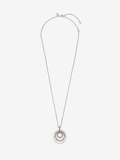 Colar Círculos Dois Tons Prata, Revestimento de ouro rosa 14k