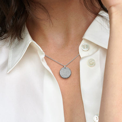 Colar Pendente Redondo Pavé Pandora Timeless