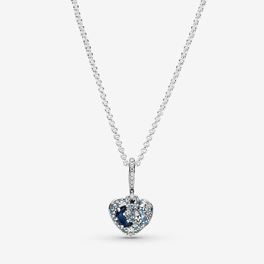 Colar Sparkling Blue Moon & Stars Heart