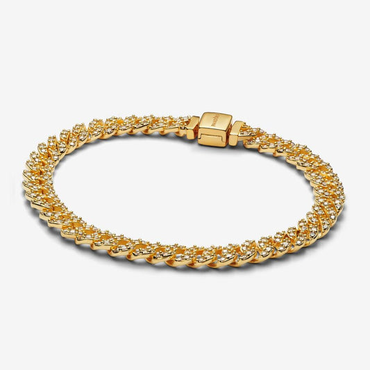 Pulseira de Corrente Cubana Pavé