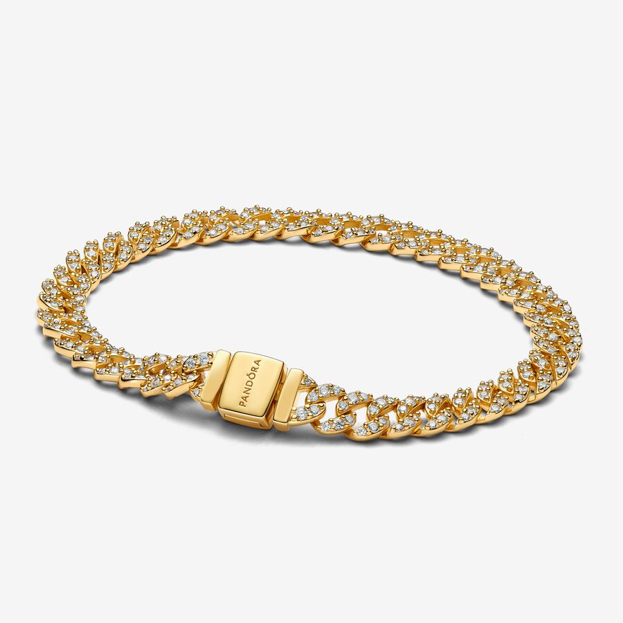 Pulseira de Corrente Cubana Pavé