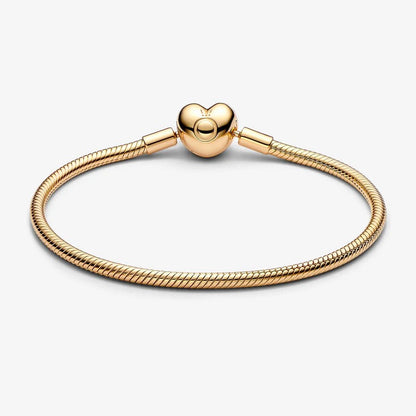 Pulseira Malha Snake Fecho Coração Pandora Moments