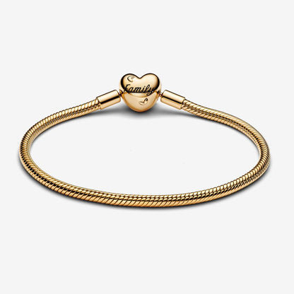 Pulseira Malha Snake Fecho Coração Árvore de Família