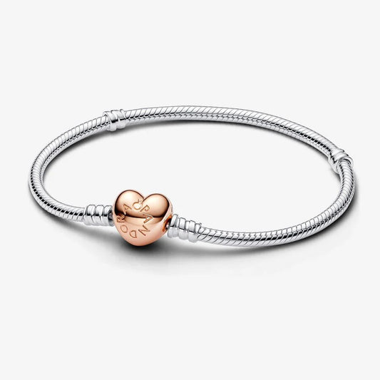 Pulseira Malha Snake e Coração Moments