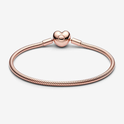 Pulseira Malha Snake Fecho Coração Pandora Moments