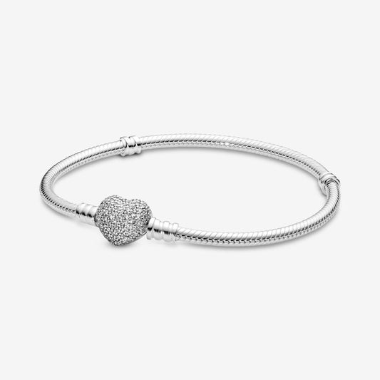 Pulseira Malha Snake e Coração Brilhante Moments