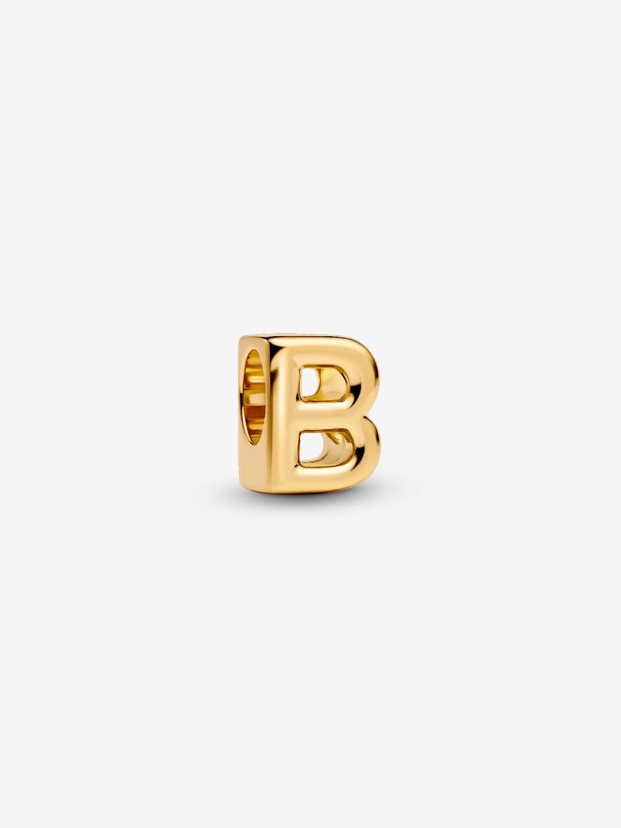 Conta Alfabeto Letra B Revestimento de ouro 14k