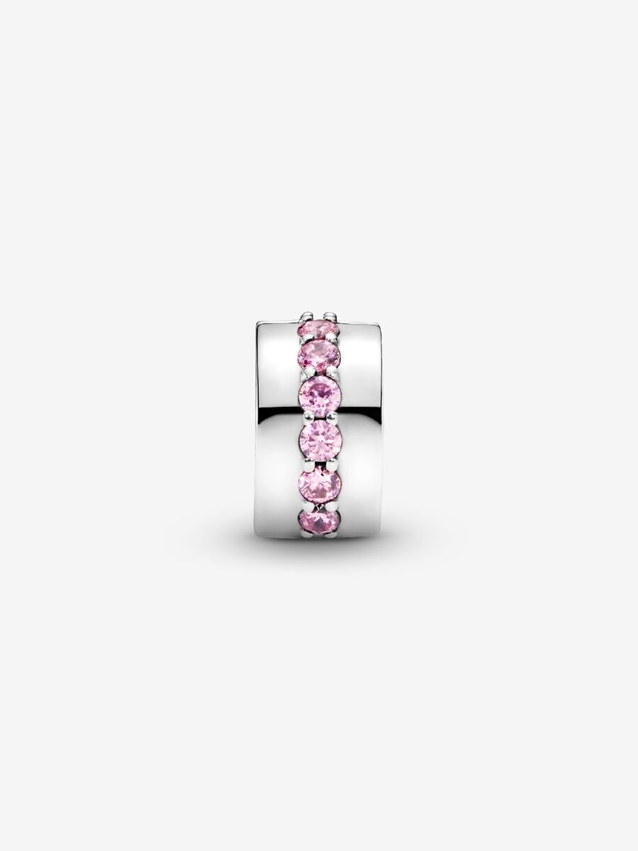 Clip Cor-de-Rosa Brilhante Prata