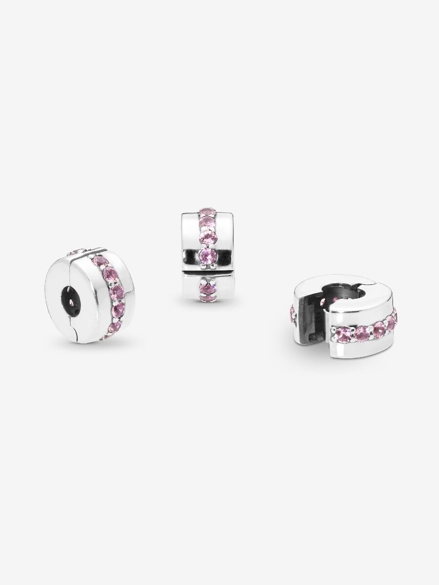 Clip Cor-de-Rosa Brilhante Prata