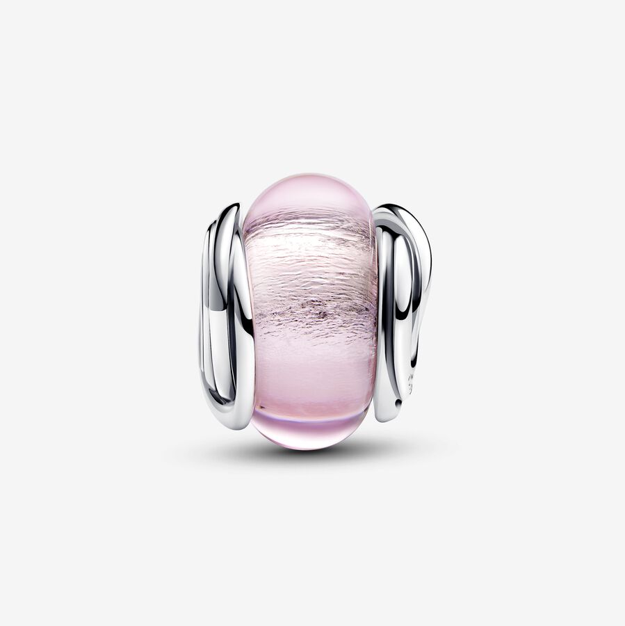 Conta Murano Cor-de-rosa com Círculo