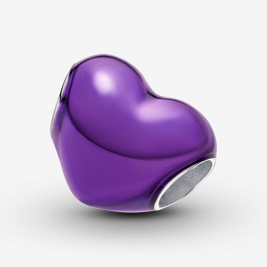 Conta Coração Roxo Metalizado