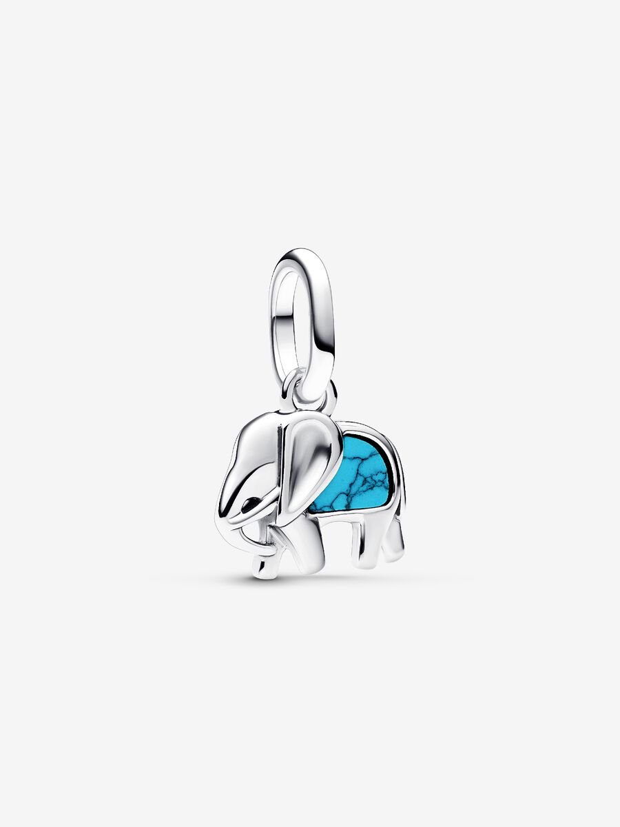Mini Conta Pendente Elefante Turquesa Prata