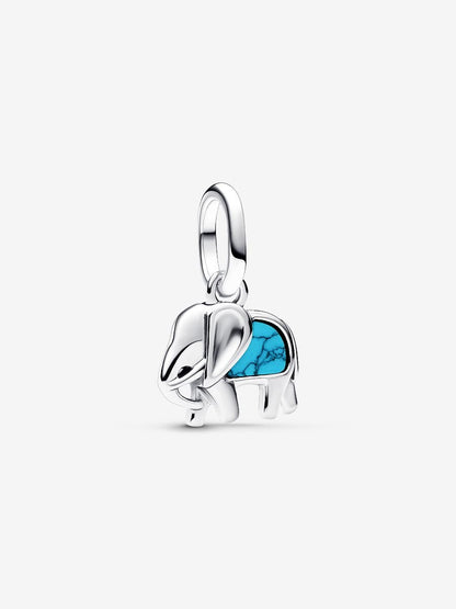 Mini Conta Pendente Elefante Turquesa Prata