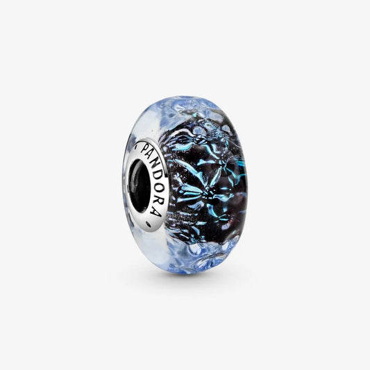 Conta Murano Iridescente Ondulado Azul