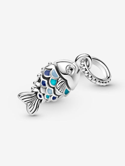Conta Pendente Peixe Azul Prata