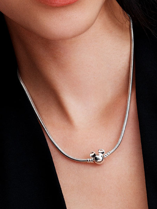 Colar Corrente Snake Mickey Disney Prata